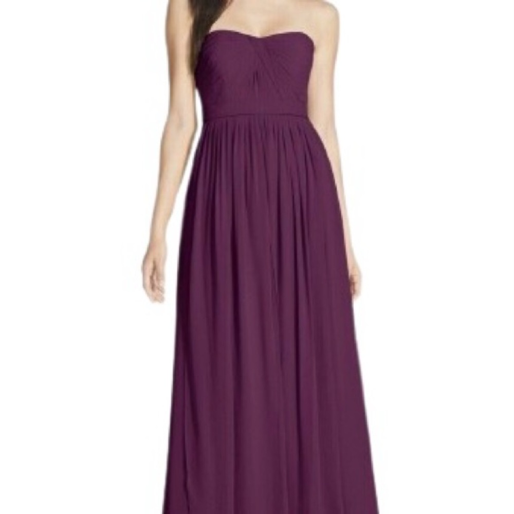 Jenny Yoo Long Strapless Chiffon Purple Plum Dress Gown